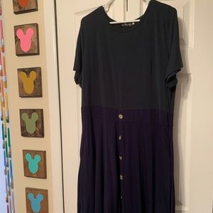 Green and Navy Dress with Pockets!